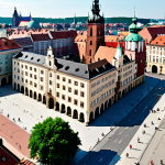 "A diverse group of people from various sectors (university researchers, local government officials, tech company employees) collaborating on a project to improve air quality in Krakow. The image should convey a sense of teamwork and innovation, with modern technology and historical architecture in the background."