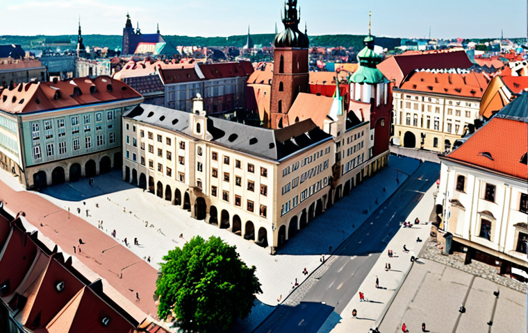 "A diverse group of people from various sectors (university researchers, local government officials, tech company employees) collaborating on a project to improve air quality in Krakow. The image should convey a sense of teamwork and innovation, with modern technology and historical architecture in the background."
